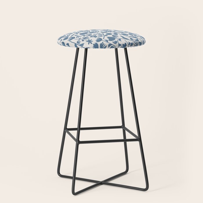 Light Blue Floral Pattern Stool Gallery Image 1