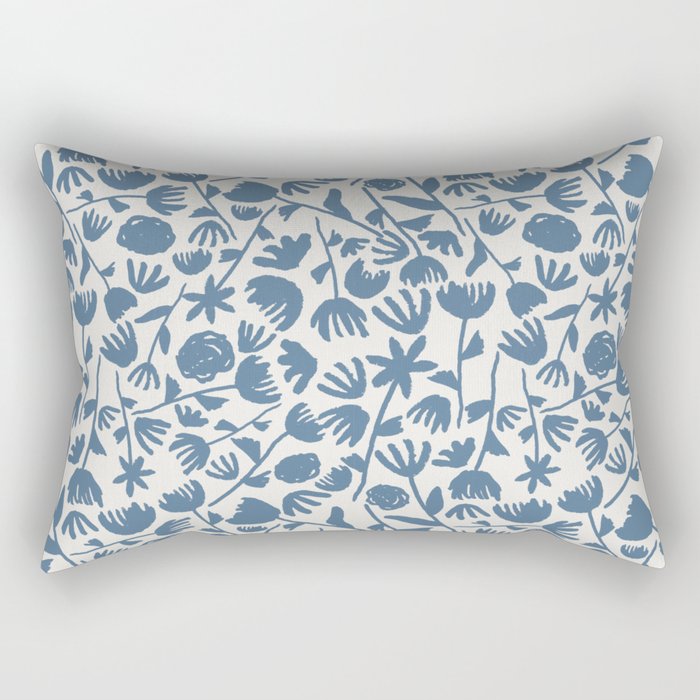 Light Blue Floral Pattern Rectangular Pillow Gallery Image 2