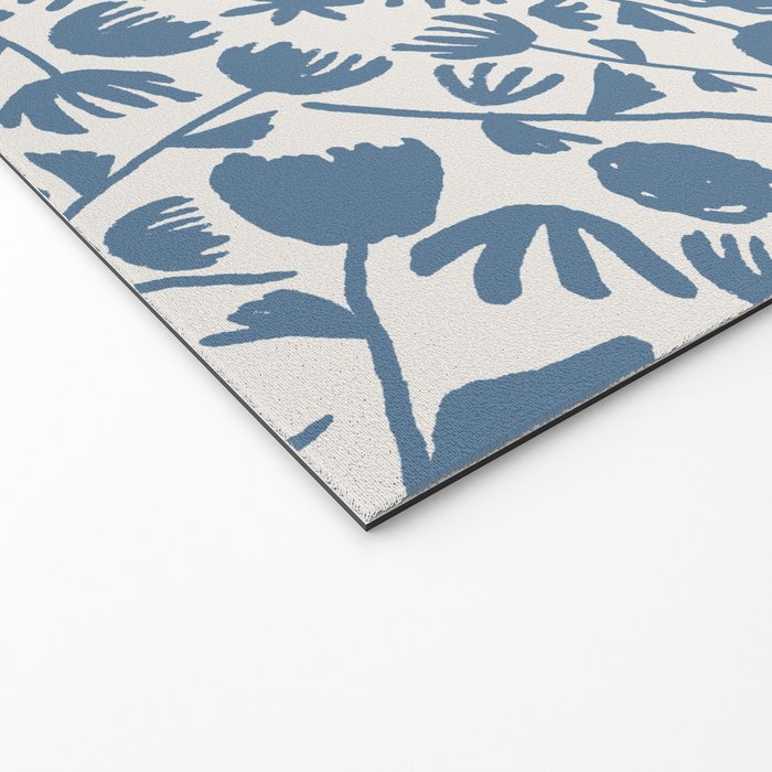 Light Blue Floral Pattern Welcome Mat Gallery Image 2
