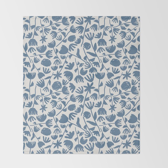 Light Blue Floral Pattern Throw Blanket Gallery Image 2