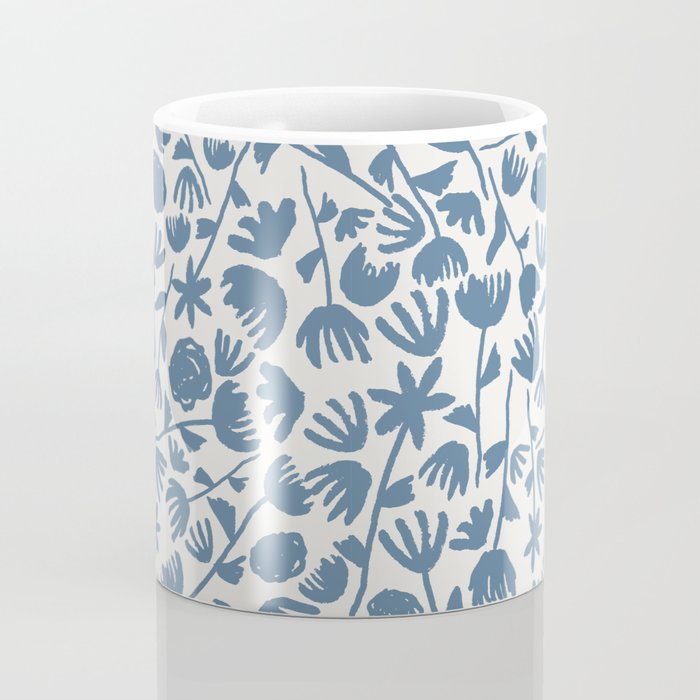 Light Blue Floral Pattern Coffee Mug Gallery Image 4