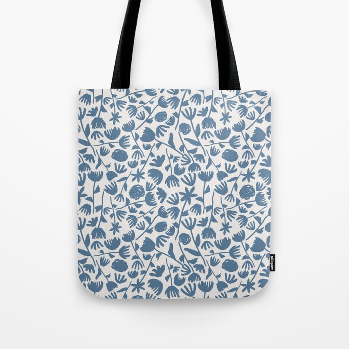 Light Blue Floral Pattern Tote Bag Gallery Image 1