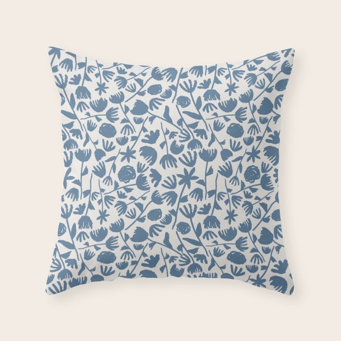 Light Blue Floral Pattern Throw Pillow Gallery Image 6