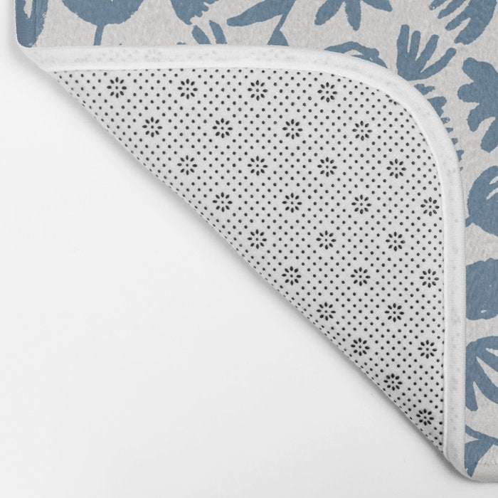 Light Blue Floral Pattern Bath Mat Gallery Image 2