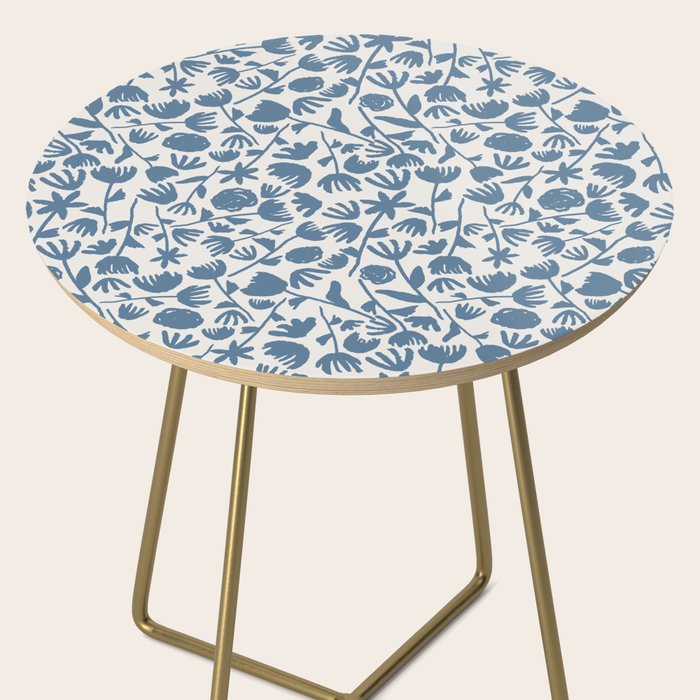 Light Blue Floral Pattern Side Table Gallery Image 2