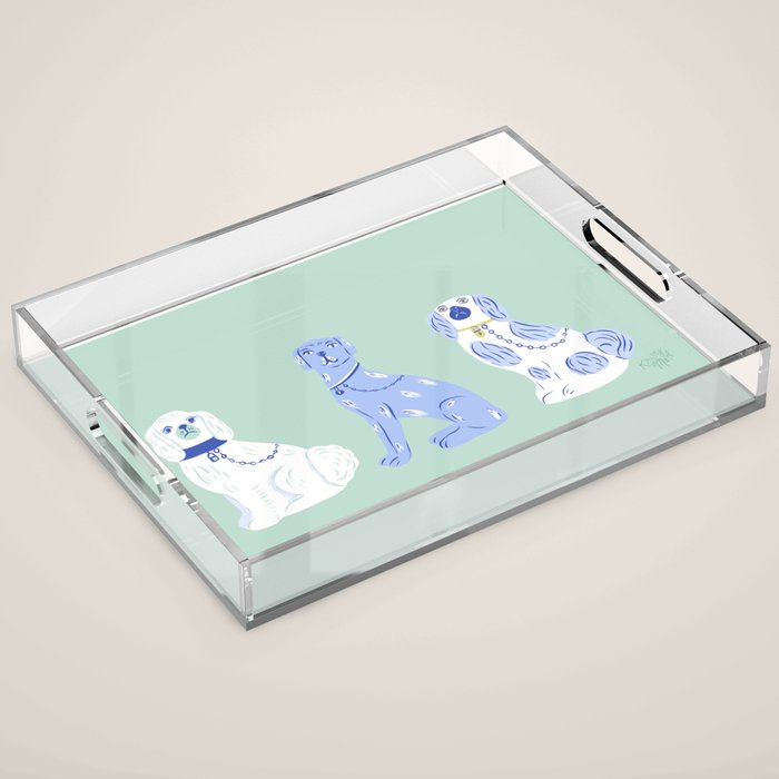 Staffordshire Dogs in Teal and Blue Acrylic Tray Gallery Image 1