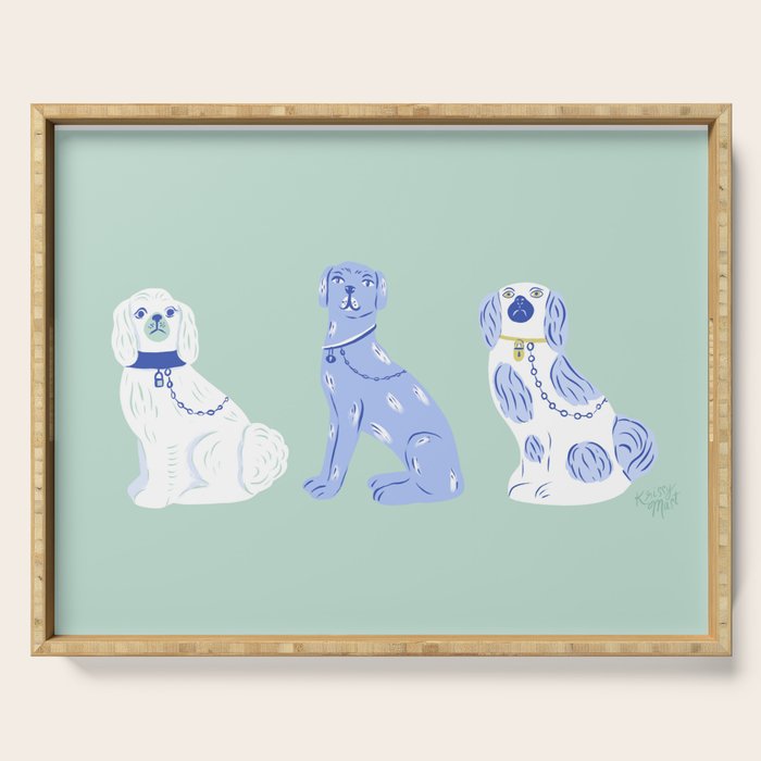 Staffordshire Dogs in Teal and Blue Serving Tray Gallery Image 1