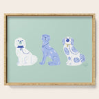 Staffordshire Dogs in Teal and Blue Serving Tray Gallery Image 1