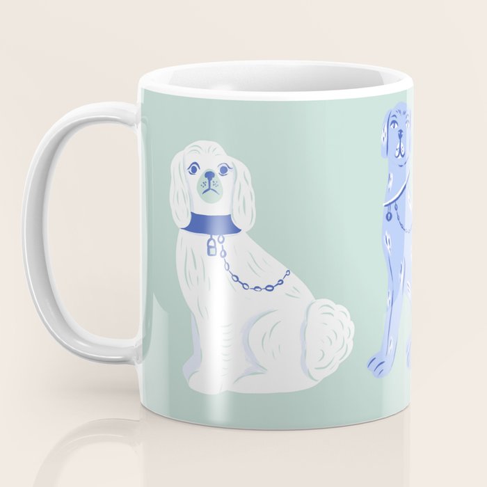 Staffordshire Dogs in Teal and Blue Coffee Mug Gallery Image 3