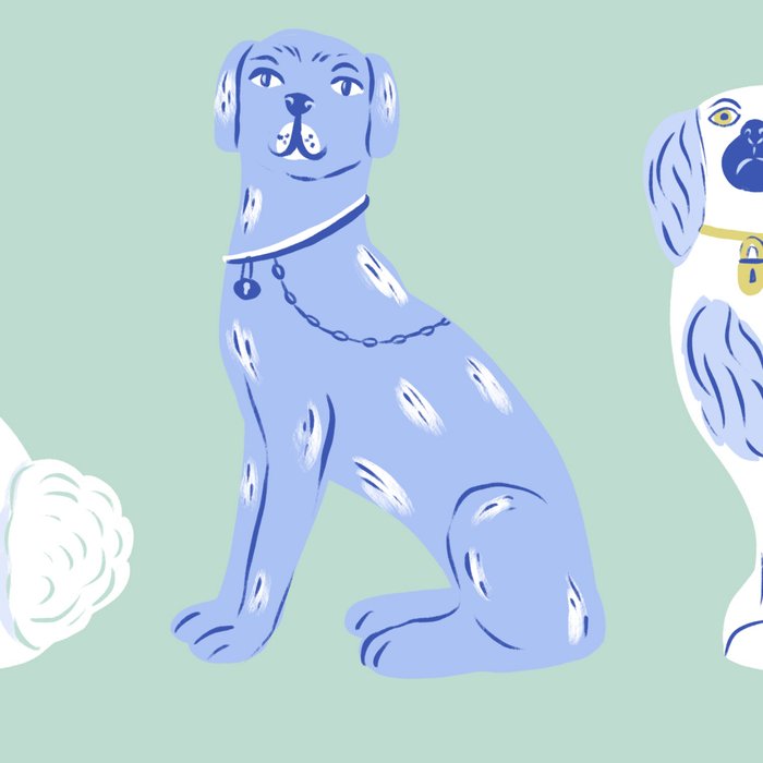 Staffordshire Dogs in Teal and Blue Coffee Mug Gallery Image 2