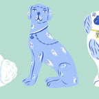 Staffordshire Dogs in Teal and Blue Coffee Mug Gallery Image 2