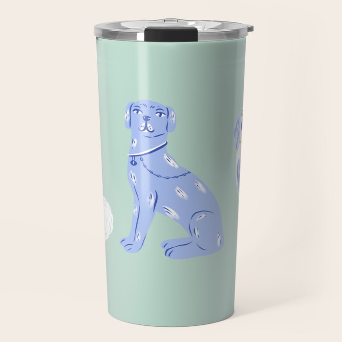 Staffordshire Dogs in Teal and Blue Travel Mug Gallery Image 1