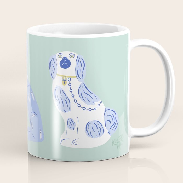 Staffordshire Dogs in Teal and Blue Coffee Mug Gallery Image 1
