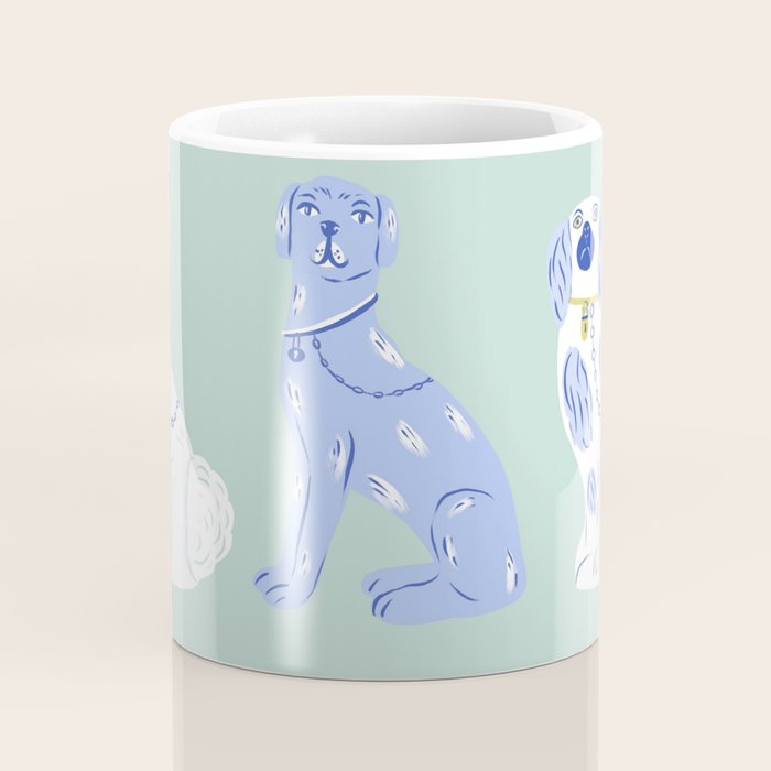 Staffordshire Dogs in Teal and Blue Coffee Mug Gallery Image 4