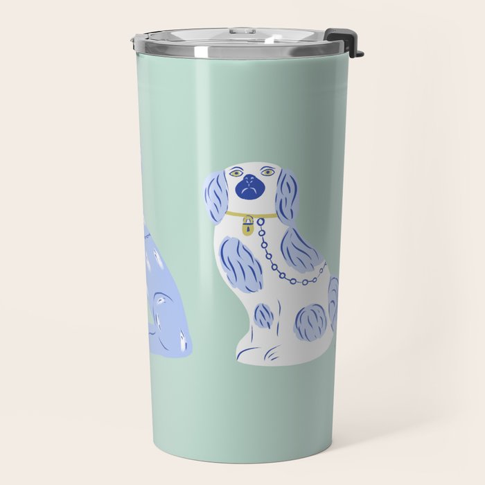 Staffordshire Dogs in Teal and Blue Travel Mug Gallery Image 2