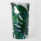 Tropical Nature Monstera Watercolor Painting, Botanical Jungle Dark Palm Illustration Travel Mug Gallery Image 3
