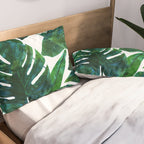 Tropical Nature Monstera Watercolor Painting, Botanical Jungle Dark Palm Illustration Pillow Sham Gallery Image 2