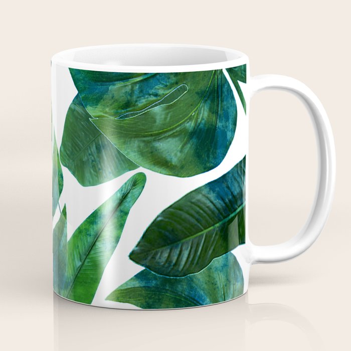 Tropical Nature Monstera Watercolor Painting, Botanical Jungle Dark Palm Illustration Coffee Mug Gallery Image 1