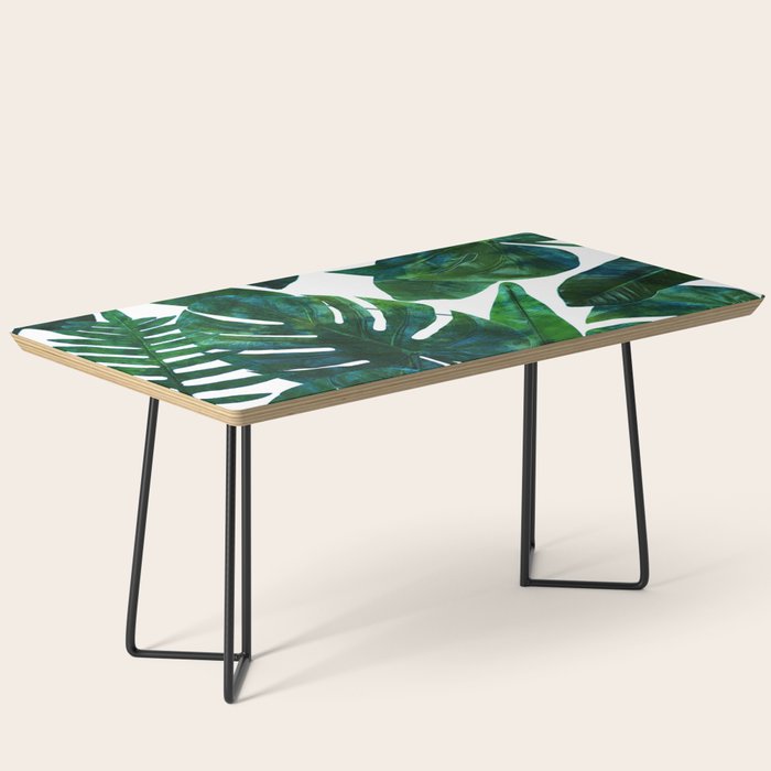 Tropical Nature Monstera Watercolor Painting, Botanical Jungle Dark Palm Illustration Coffee Table Gallery Image 1