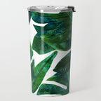 Tropical Nature Monstera Watercolor Painting, Botanical Jungle Dark Palm Illustration Travel Mug Gallery Image 2