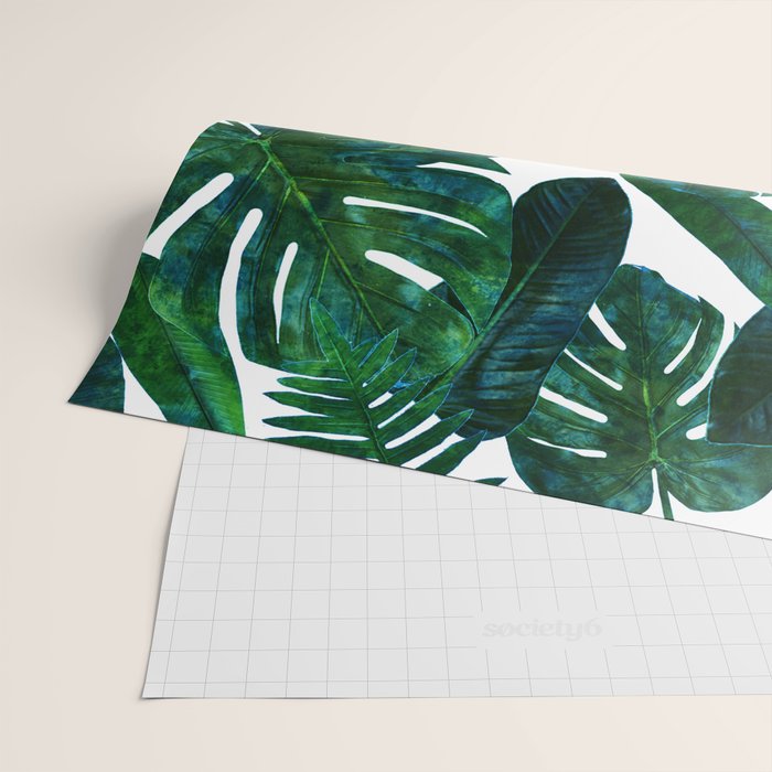 Tropical Nature Monstera Watercolor Painting, Botanical Jungle Dark Palm Illustration Wrapping Paper Gallery Image 2