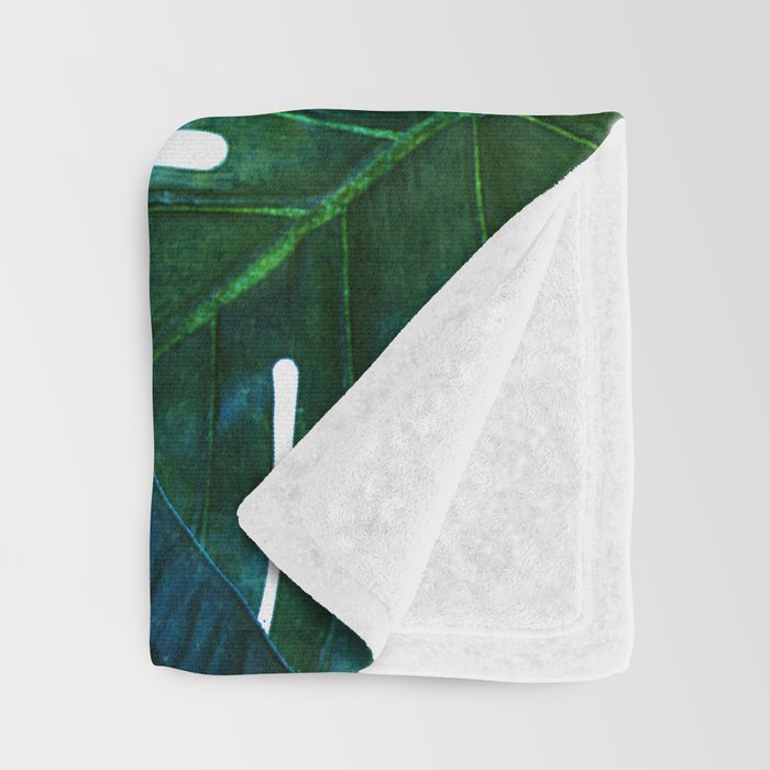 Tropical Nature Monstera Watercolor Painting, Botanical Jungle Dark Palm Illustration Throw Blanket Gallery Image 3