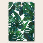 Tropical Nature Monstera Watercolor Painting, Botanical Jungle Dark Palm Illustration Cutting Board Gallery Image 1