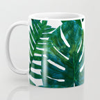 Tropical Nature Monstera Watercolor Painting, Botanical Jungle Dark Palm Illustration Coffee Mug Gallery Image 3
