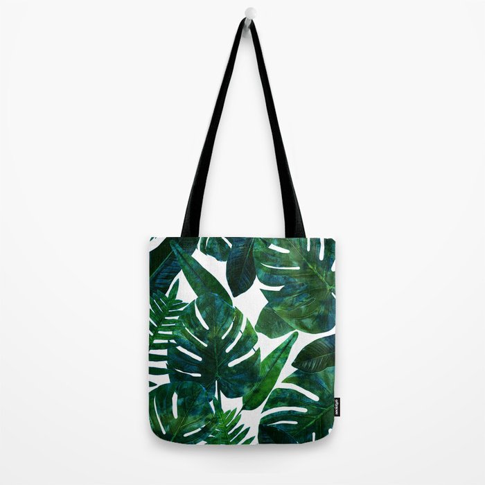 Tropical Nature Monstera Watercolor Painting, Botanical Jungle Dark Palm Illustration Tote Bag Gallery Image 2