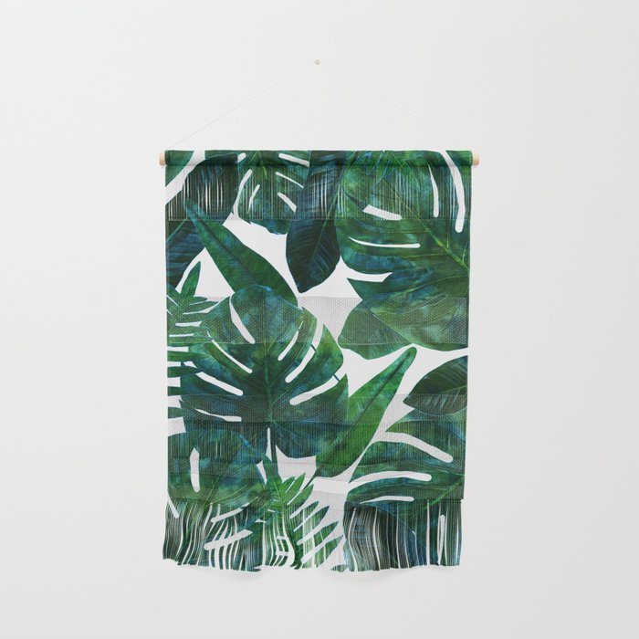 Tropical Nature Monstera Watercolor Painting, Botanical Jungle Dark Palm Illustration Wall Hanging Gallery Image 1