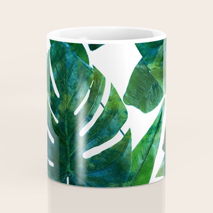 Tropical Nature Monstera Watercolor Painting, Botanical Jungle Dark Palm Illustration Coffee Mug Gallery Image 4