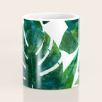 Tropical Nature Monstera Watercolor Painting, Botanical Jungle Dark Palm Illustration Coffee Mug Gallery Image 4