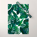 Tropical Nature Monstera Watercolor Painting, Botanical Jungle Dark Palm Illustration Wrapping Paper Gallery Image 1