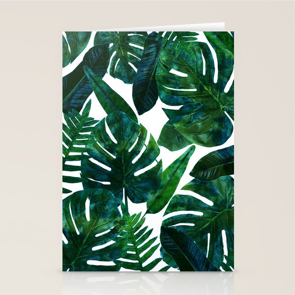 Tropical Nature Monstera Watercolor Painting, Botanical Jungle Dark Palm Illustration Stationery Card Gallery Image 2