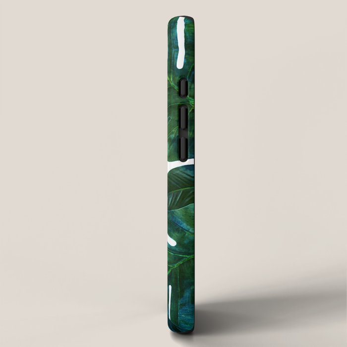 Tropical Nature Monstera Watercolor Painting, Botanical Jungle Dark Palm Illustration iPhone Case Gallery Image 2