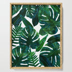 Tropical Nature Monstera Watercolor Painting, Botanical Jungle Dark Palm Illustration Serving Tray Gallery Image 1