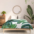 Tropical Nature Monstera Watercolor Painting, Botanical Jungle Dark Palm Illustration Comforter Gallery Image 3