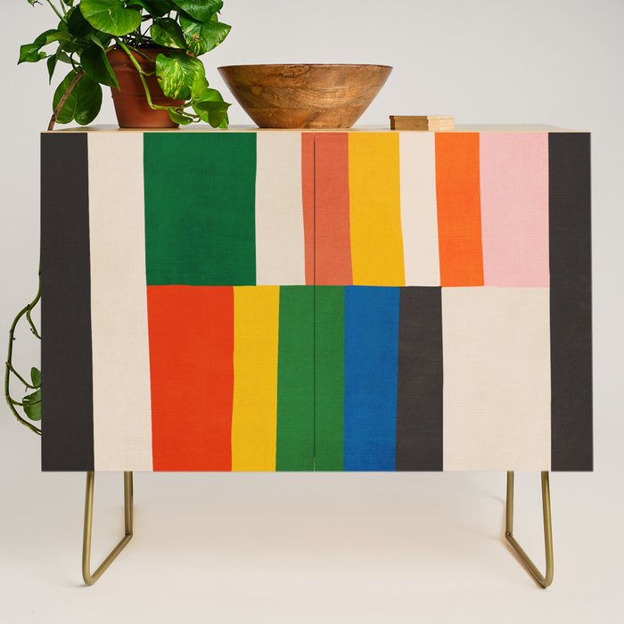 Mid-Century Geometric Artwork Painting Credenza Gallery Image 1