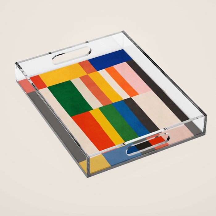 Mid-Century Geometric Artwork Painting Acrylic Tray Gallery Image 1