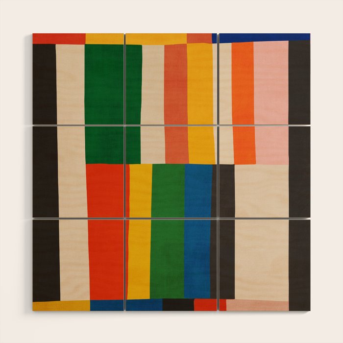 Mid-Century Geometric Artwork Painting Wood Wall Art Gallery Image 1