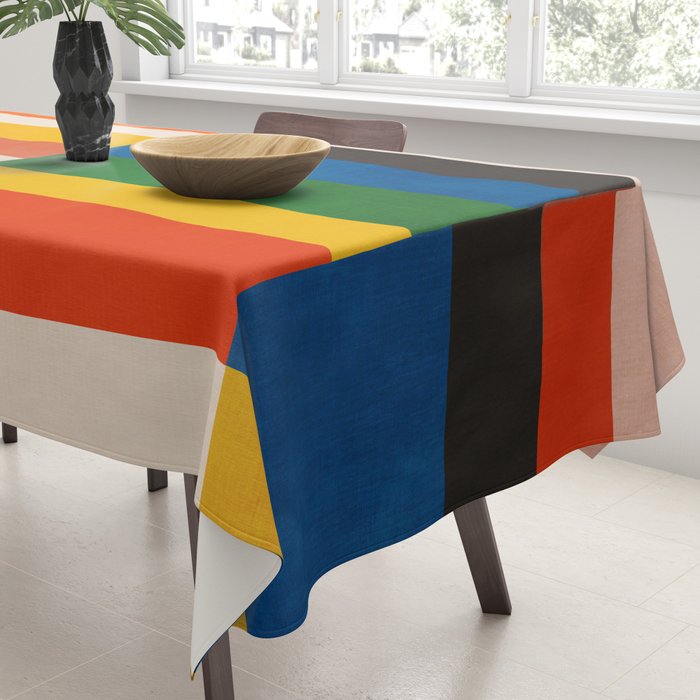 Mid-Century Geometric Artwork Painting Tablecloth Gallery Image 3