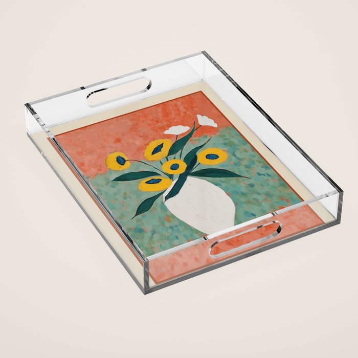 Bold Sunflower Still Life Acrylic Tray Gallery Image 1