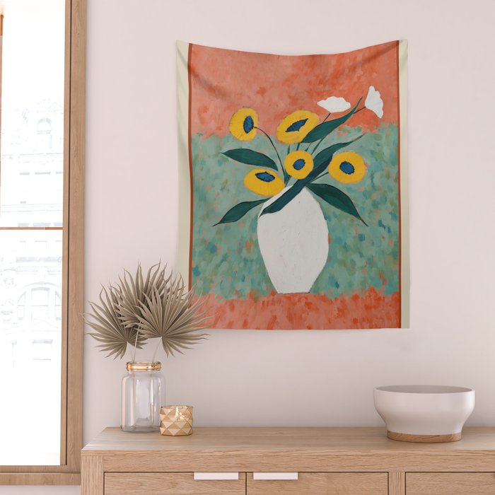 Bold Sunflower Still Life Wall Tapestry Gallery Image 2