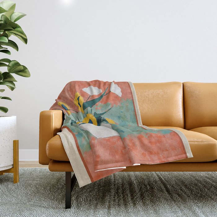Bold Sunflower Still Life Throw Blanket Gallery Image 1