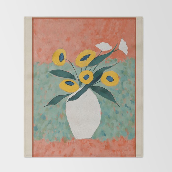 Bold Sunflower Still Life Throw Blanket Gallery Image 2