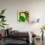 Minimalist Modern Mid Century Colorful Abstract Shapes Olive Green Retro Funky Shapes 60's Vintage Wood Wall Art Gallery Image 2