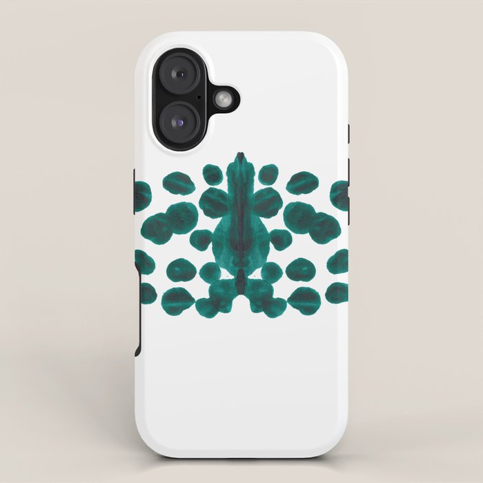 Teal Green Bubble Pattern Inkblot Rorschach Test iPhone Case Gallery Image 1