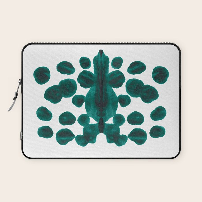 Teal Green Bubble Pattern Inkblot Rorschach Test Laptop Sleeve Gallery Image 1