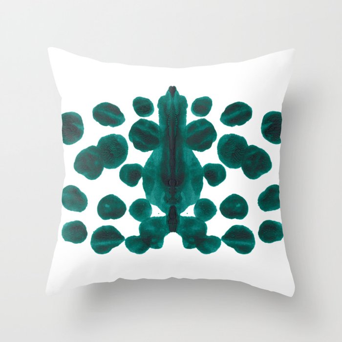 Teal Green Bubble Pattern Inkblot Rorschach Test Throw Pillow Gallery Image 6