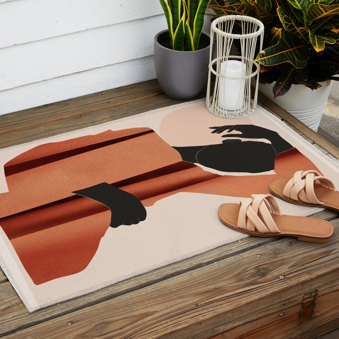 Abstract Art /Minimal Girl  5 Outdoor Rug Gallery Image 2